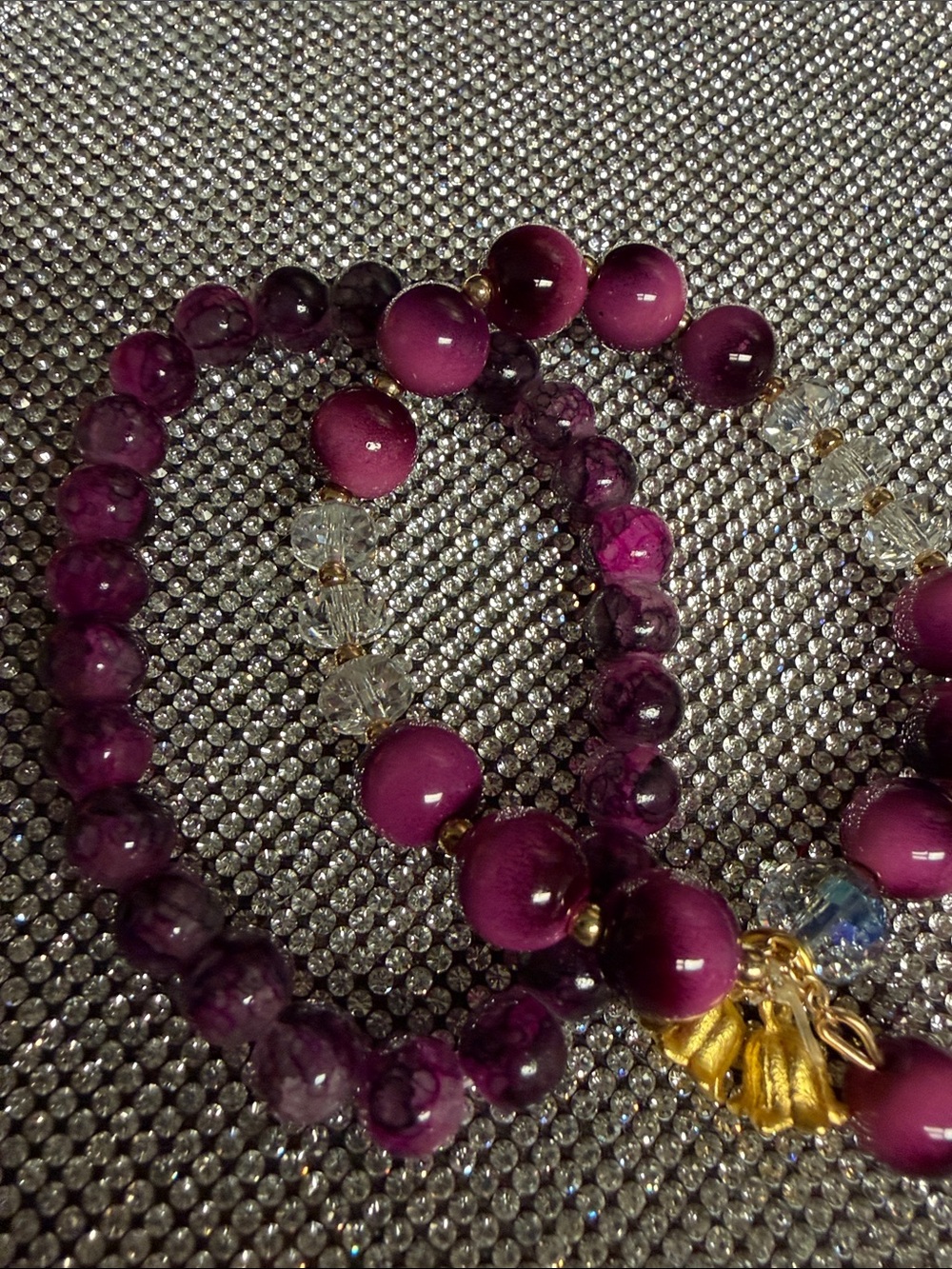 Purple Beaded Stretch Bracelet Set - Unbranded. 🆕